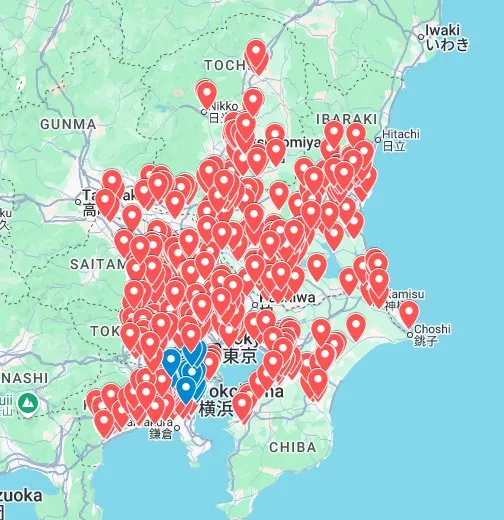 関東エリアの地図