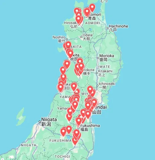 東北エリアの地図